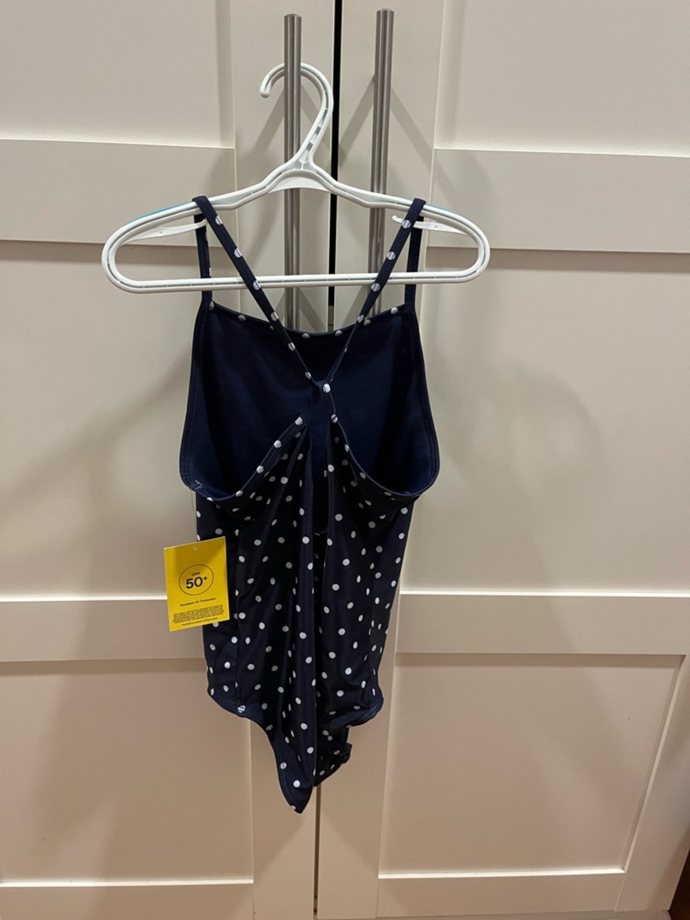 GAP girls XXL navy/white polkadot razorback swimsuit, NWT - Picture 3 of 7